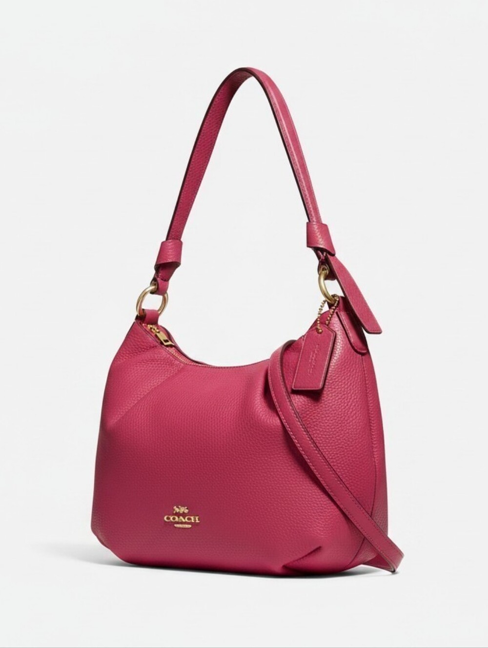 Coach Everly Leather Shoulder Bag Bright Violet W/ Gold Tone HW No. C4068